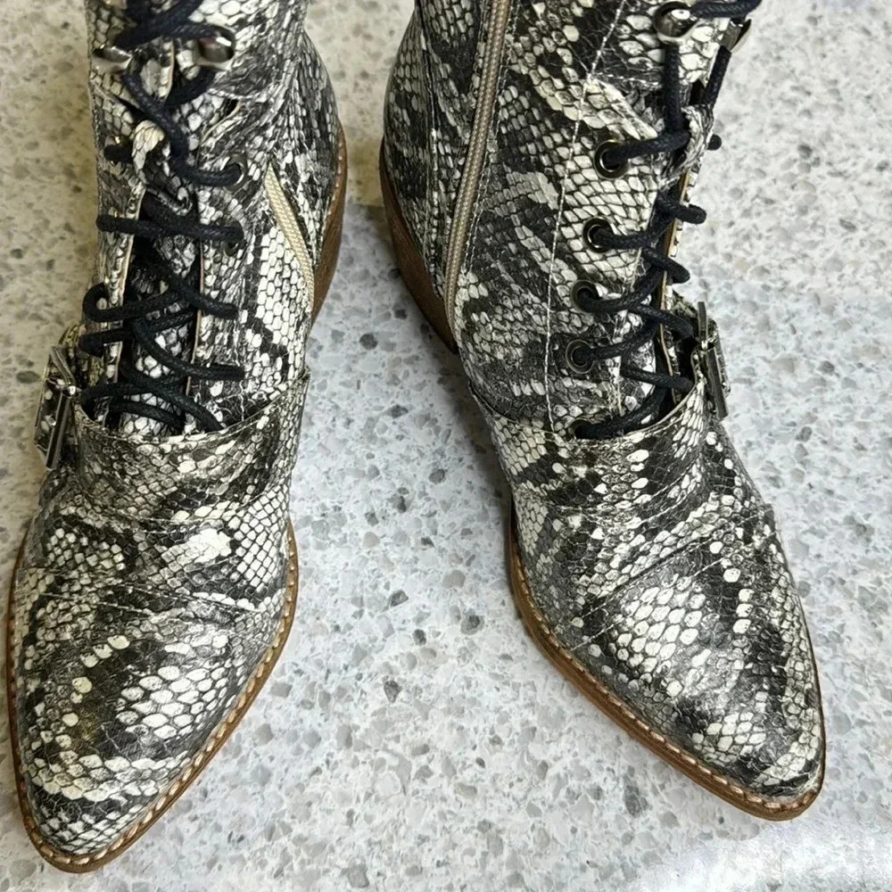 Vintage Havana Women Western Roper Ankle Boots Snakeskin Lace Up Pointy … - Picture 5 of 9